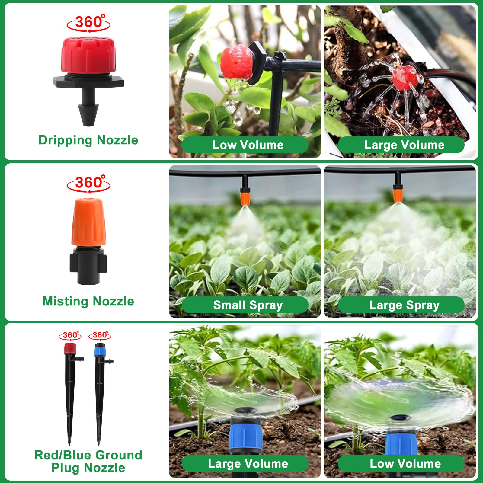 60+15M Kit Irrigazione Serra Sistema di Irrigazione da Giardino | Kit per Irrigazione a Goccia,313 Pezzi DIY Kit di Micro Irrigazione Automatico Regolabili per Giardino Serra Impianto Prato