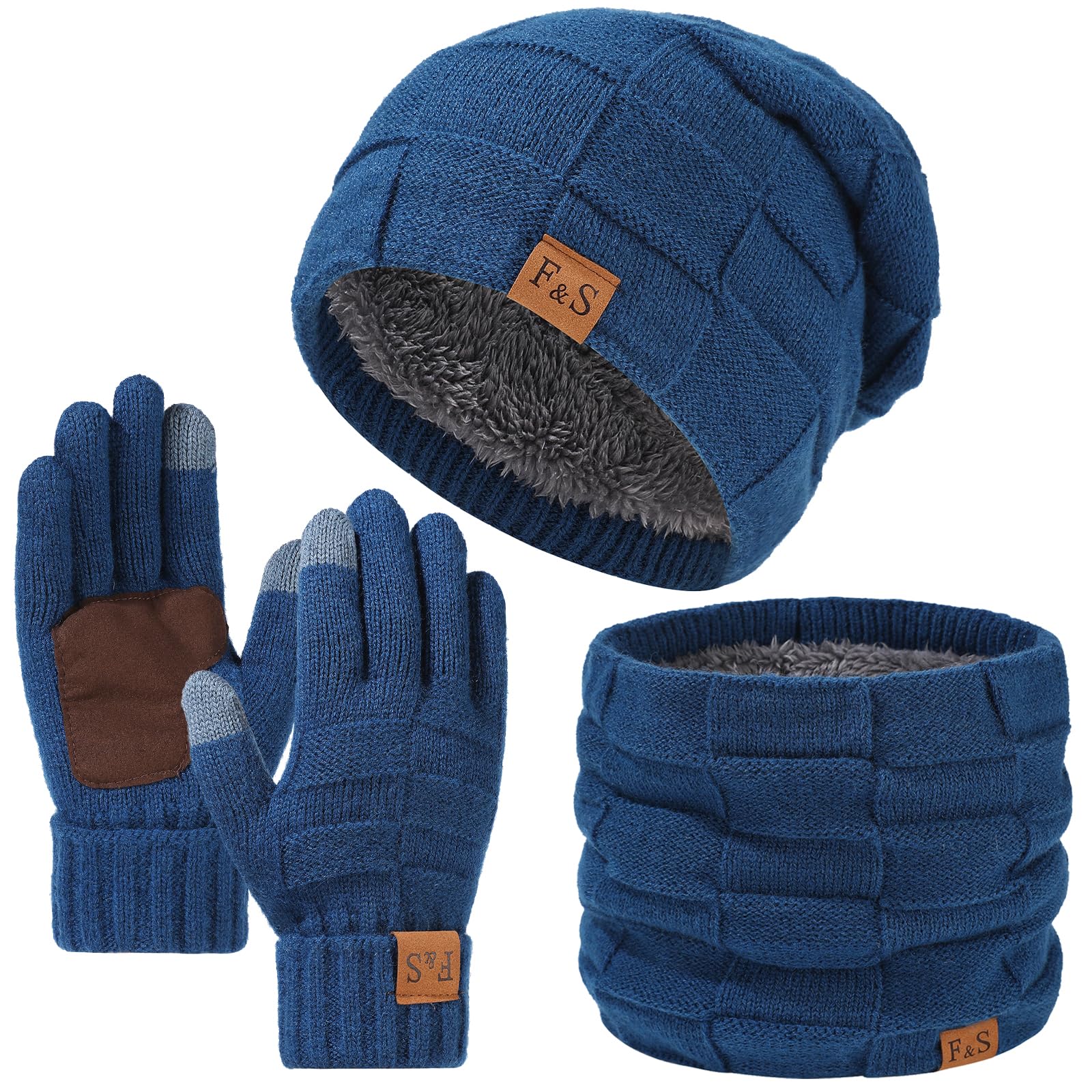 Ensemble Hiver Bonnet + écharpe + Gants (3 En 1) - Pour Homme/femme, Ski, Vélo, Randonnée, Polaire Douce - 10