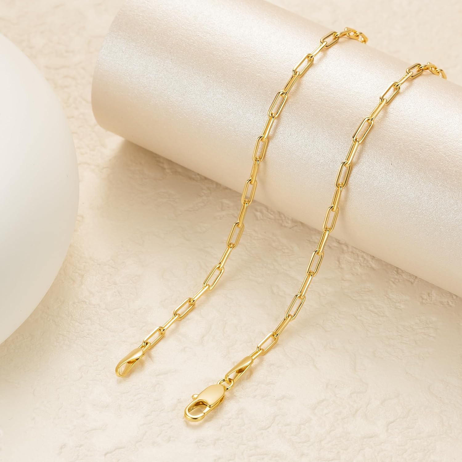 Paperclip Chain Necklace 14K Gold Necklace for Women 3mm Gold Chains Necklaces for Women & Men Non Tarnish Chain 16-26 Inches - Image 2