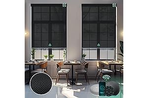 Yoolax Motorized Solar Shade Remote Control Light Filtering Roller Blinds Transparent Sight Auto Window Blinds