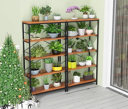 Miniatura 6 de Estantería industrial de 5 niveles, estantería de escalera de 58 pulgadas de alto, estantes de almacenamiento, marco de metal para muebles, muebles