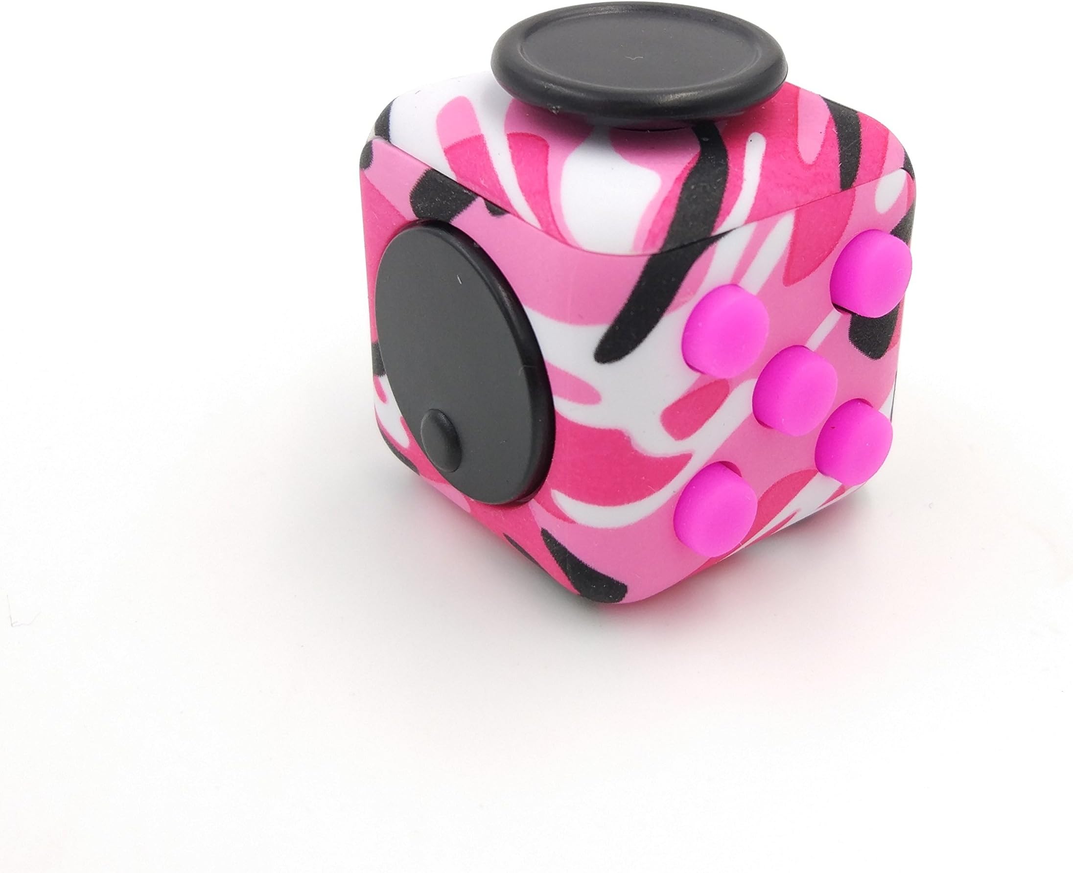 Anti-stress cube with 6 different functions (Fidget Cube) V2 Great quality, Pink Camouflage