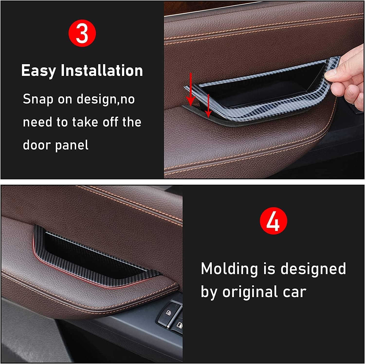 Jaronx Compatible with BMW X3/X4 Door Handle, Carbon Fiber Pattern Driver Side Door Handle Cover Armrest Compartment Cover Compatible with BMW X3 F25 2010-2016, X4 F26 2014-2017