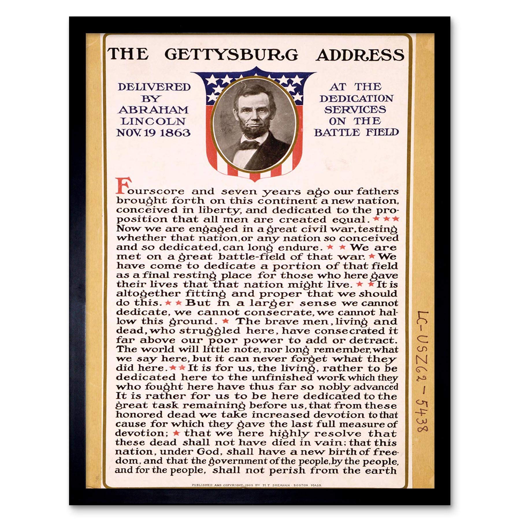 Wee Blue Coo War American Civil Lincoln Gettysburg Address President Art Print Framed Poster Wall Decor 12X16 Inch
