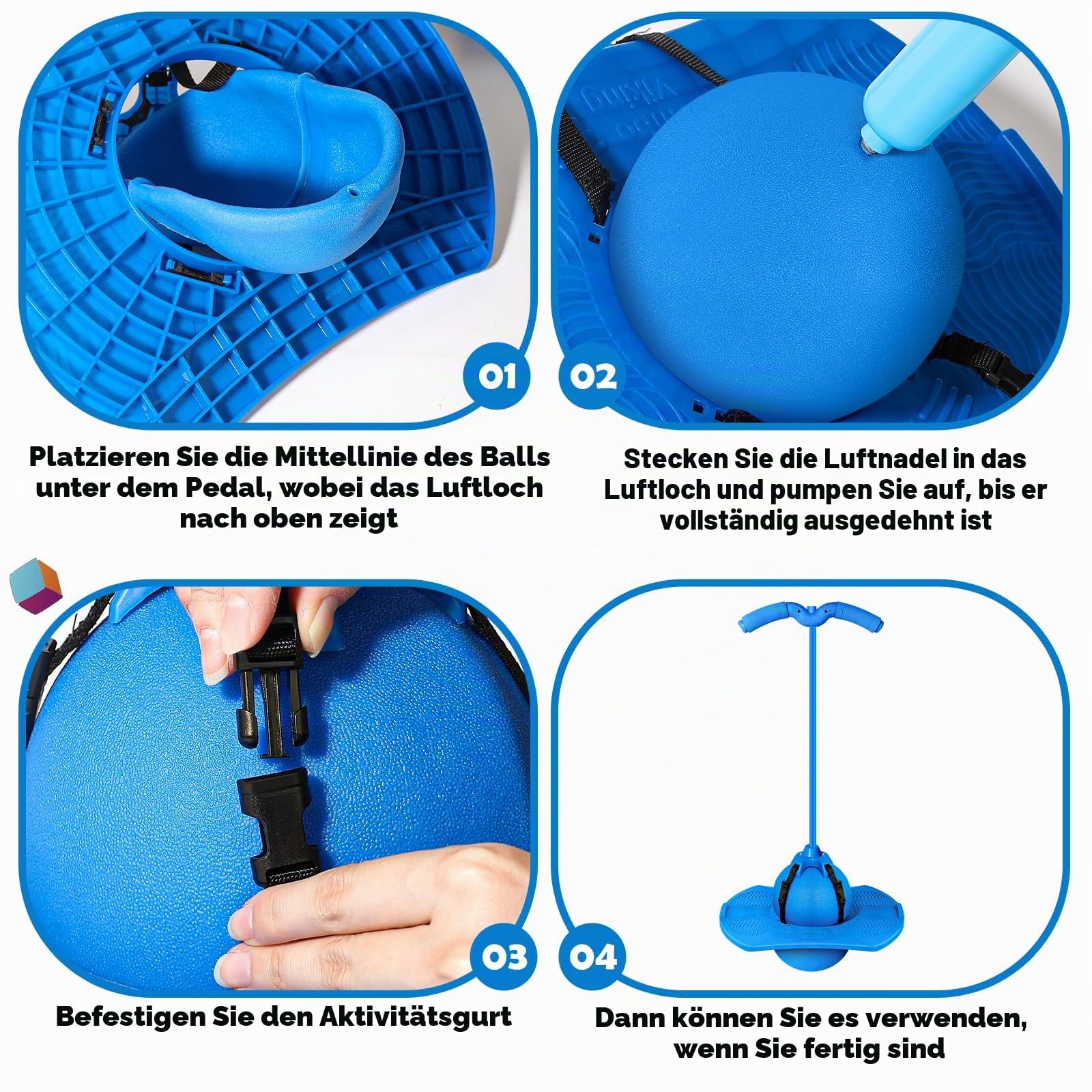 Super-Life Pogo Jumper mit Griff und Ballpumpe, Hochsprungspielzeug, Springen, Trickbrett, sicher und lustig, Pogo-Stick für Kinder, Jungen, Mädchen und Erwachsene, Blau