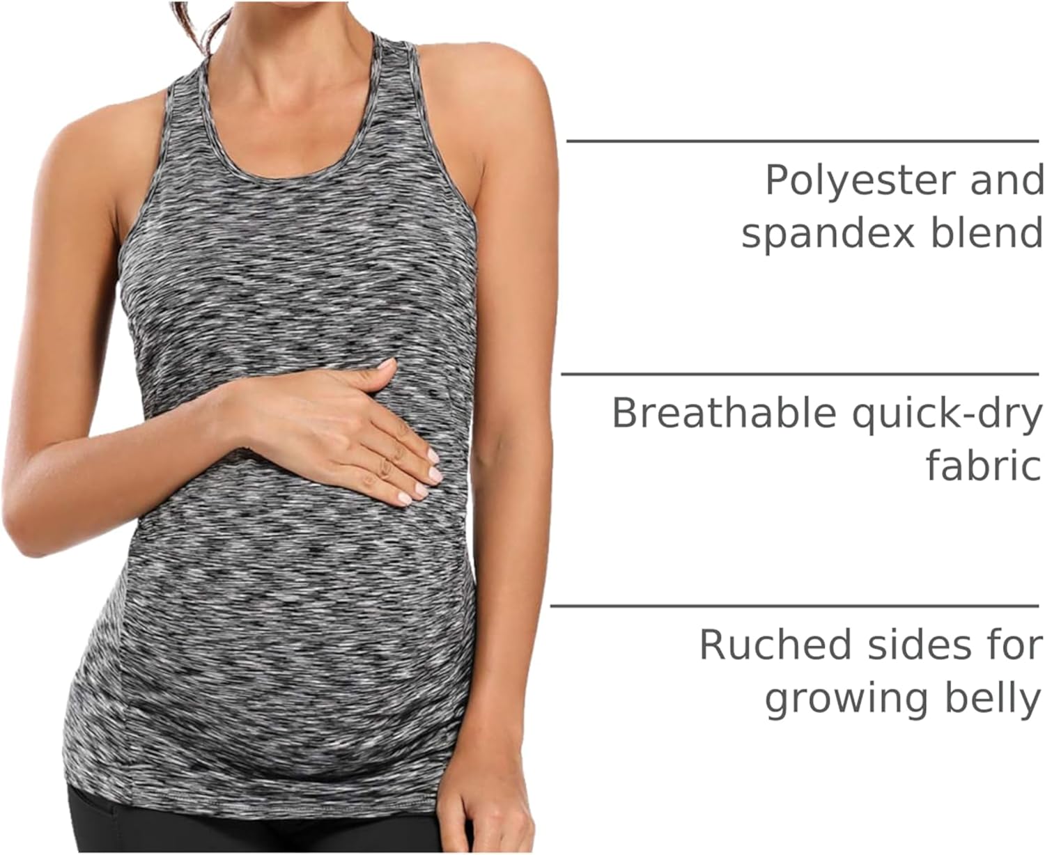 Ecavus Women's Maternity Tank Tops Seamless Racerback Sleeveless Workout Athletic Yoga Tops Pregnancy Shirt - Image 4