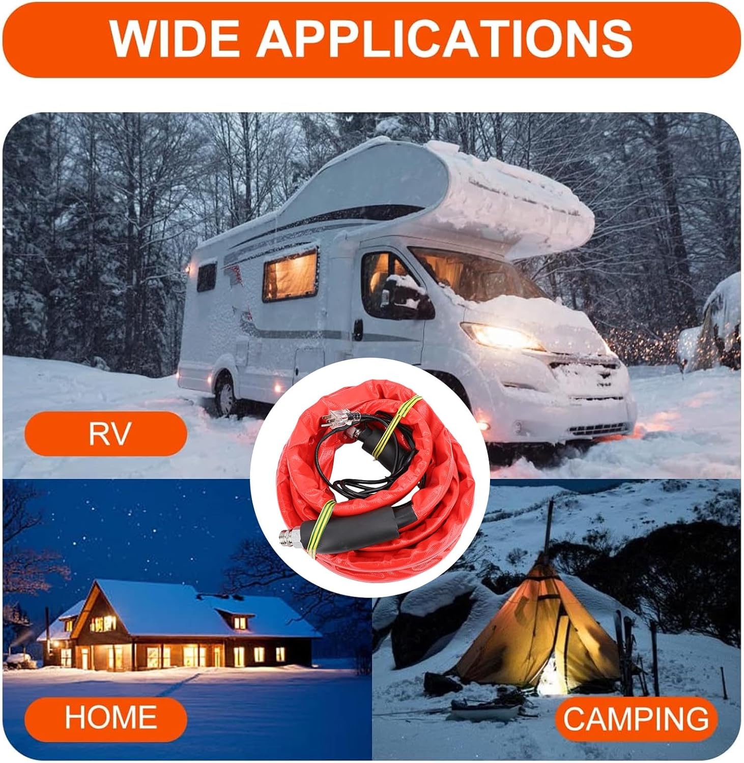 ZJchao 25FT RV Heated Water Hose with Thermostat and Self Regulating Heating Cable, -40 Antifreeze for RV, Livestock Kennel, Industrial, and Commercial Use