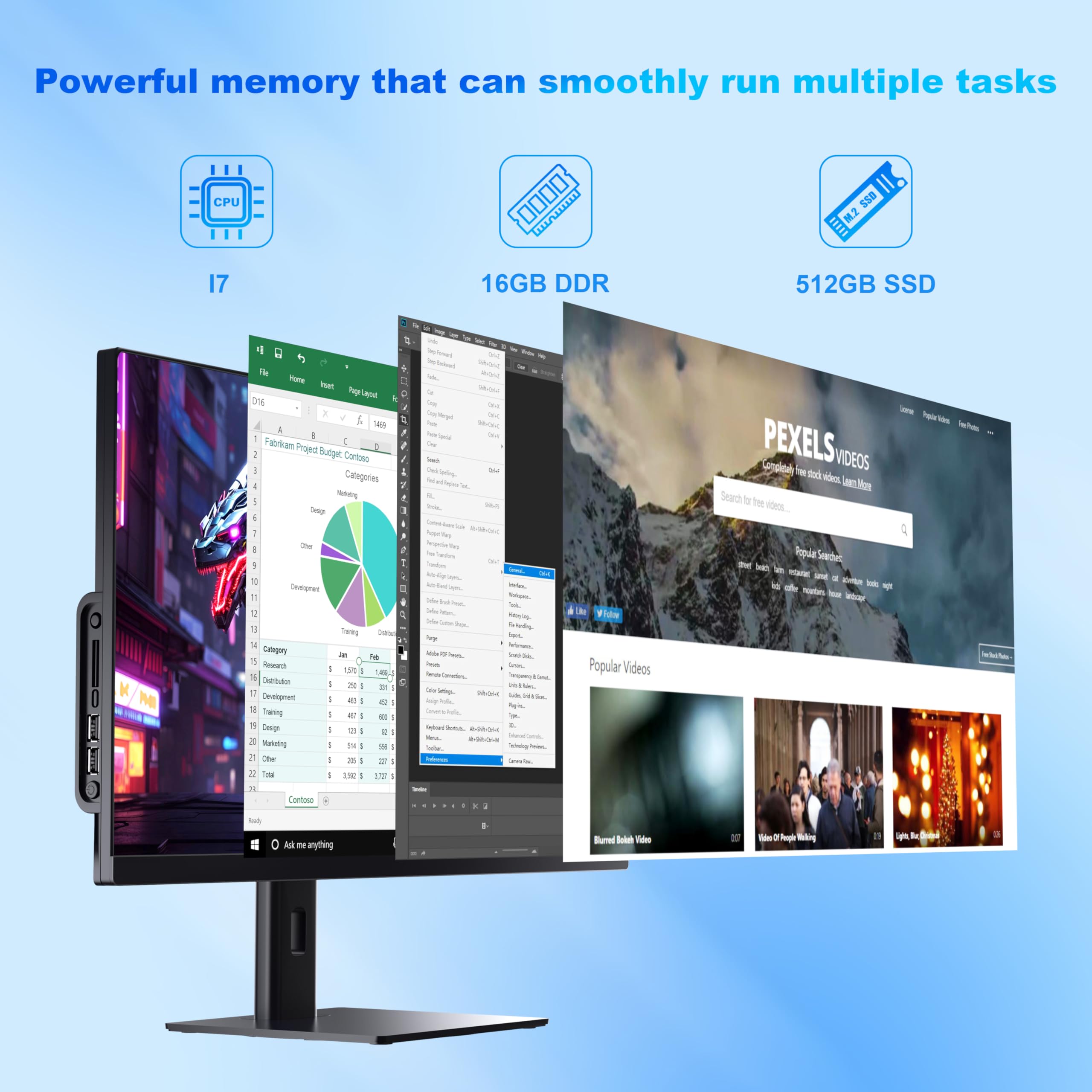 Ordenador todo en uno de 27 pulgadas Core i7 (hasta 3,0 GHz) 512 GB SSD 16 GB RAM PC con pantalla giratoria, cámara web oculta, WiFi6 doble banda Bluetooth 5.3 - Ideal para teletrabajo, edición de