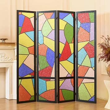 Acrylic Room Divider, 4-Panel Freestanding Partition Screen, Frosted Translucent Privacy Panel - Lightweight Modern Divider for Home Office Studio Church, 4 Panels