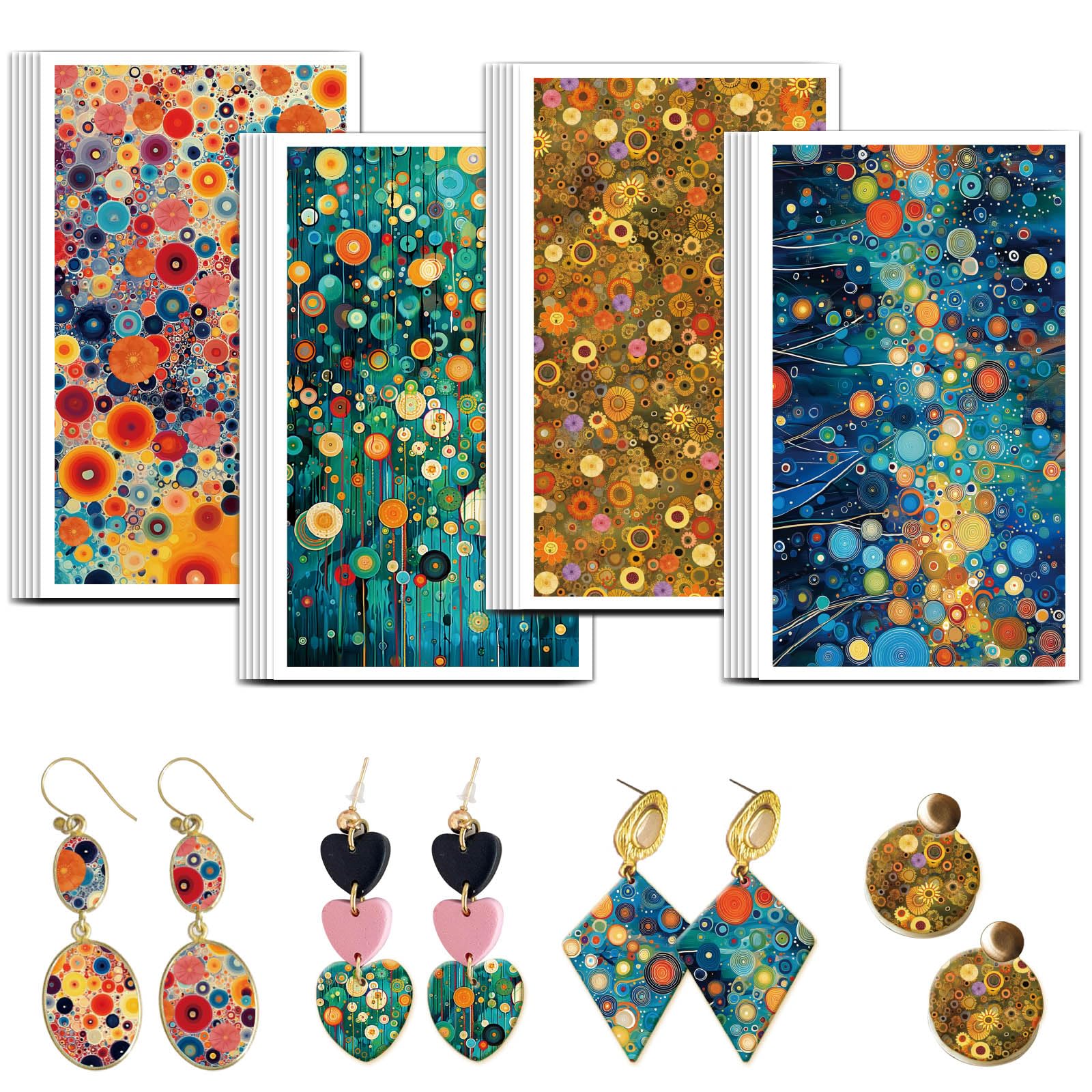 Papier de transfert pour argile polymère fabrication bijoux pois colorés mer de fleurs