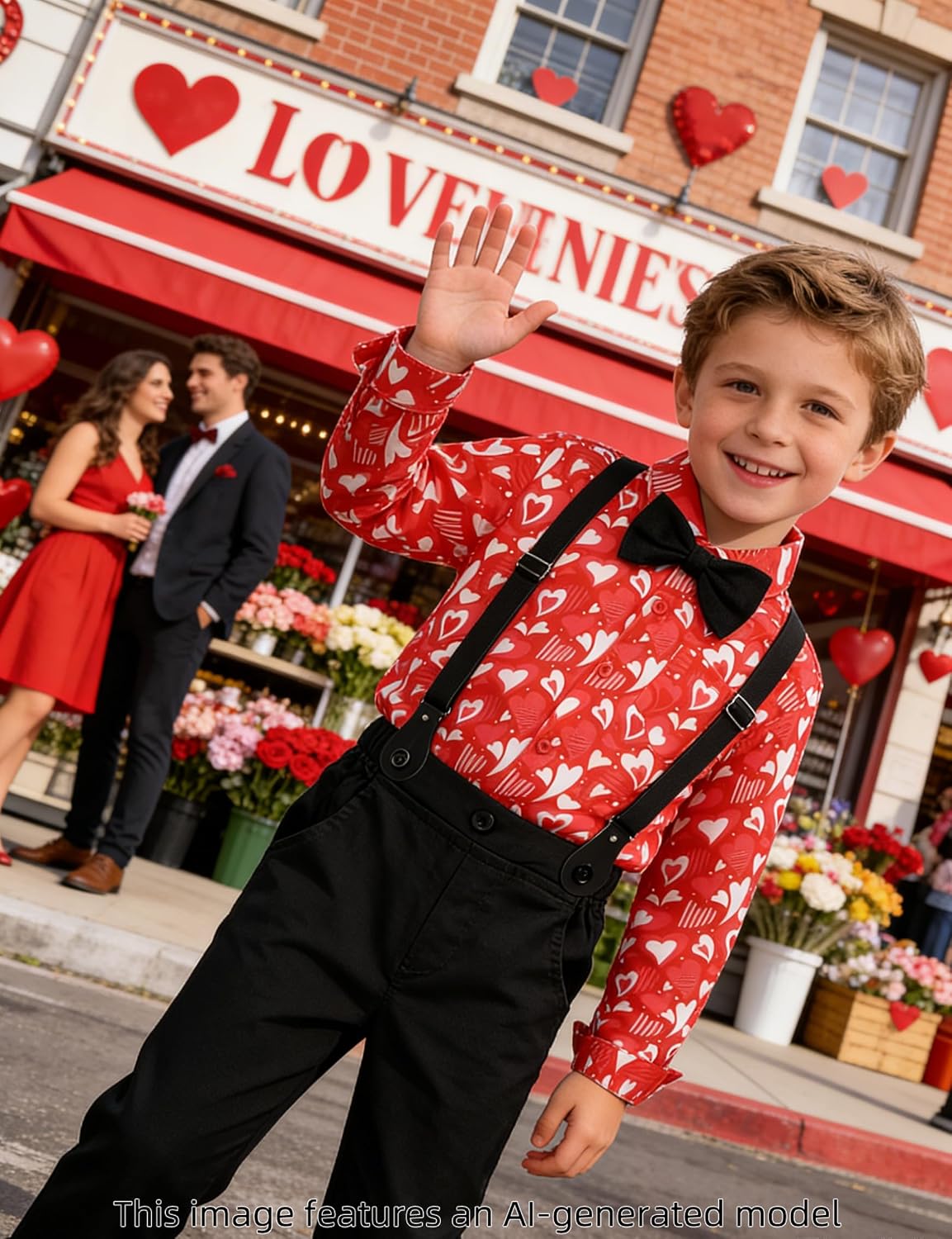 A&J DESIGN Toddler Formal Outfit Boy with Suspender Baby Dress Clothes Kids Set 12 Months-6 Years, Shirt & Pants & Bow Tie