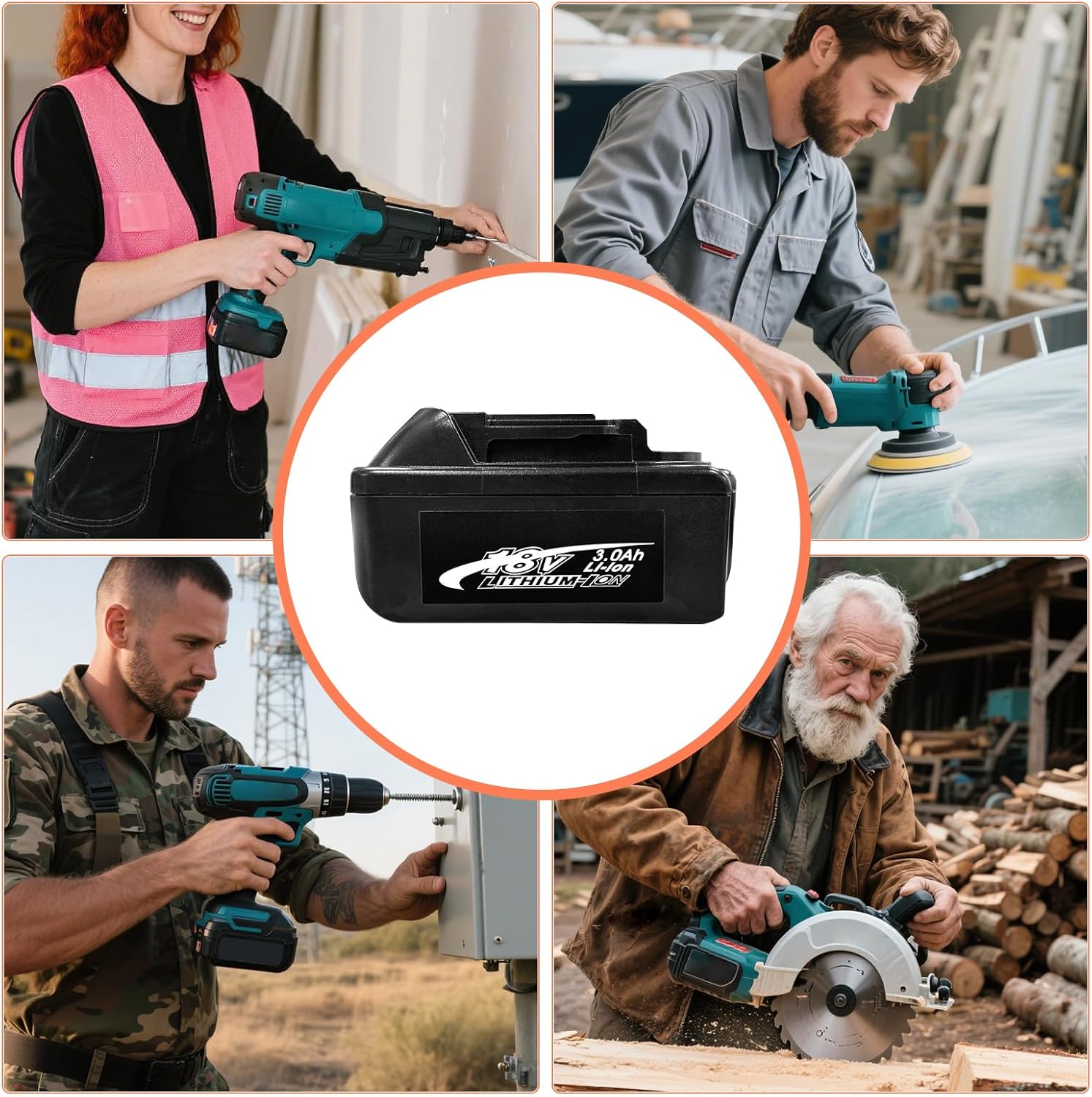 3.0Ah 18 Volt Battery Replace for Makita 18V Battery BL1830 BL1830B, Compatible with makita 18v Battery Chargers and Cordless Power Tools