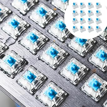 20 PCS Blue Switch Replacement 3 PIN Blue Mechanical Keyboard Dustproof Keyboard Switch, Switches Clicky Accurate Typing for Mechanical Gaming Keyboard