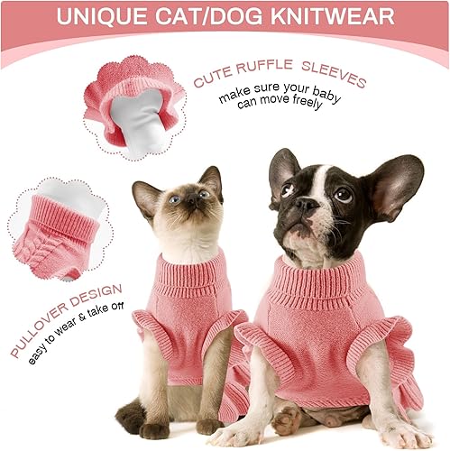 Miniatura 5 de ALAGIRLS Suéteres de perro para perros medianos, suéter de punto para perro, vestido de cuello alto, trajes de Navidad para perros, suéter para