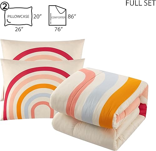 Miniatura 3 de Heritage Kids Easy Wash - Juego de edredón de microfibra ultra suave y acogedor con edredón y 2 fundas de almohada, diseño moderno de arcoíris,