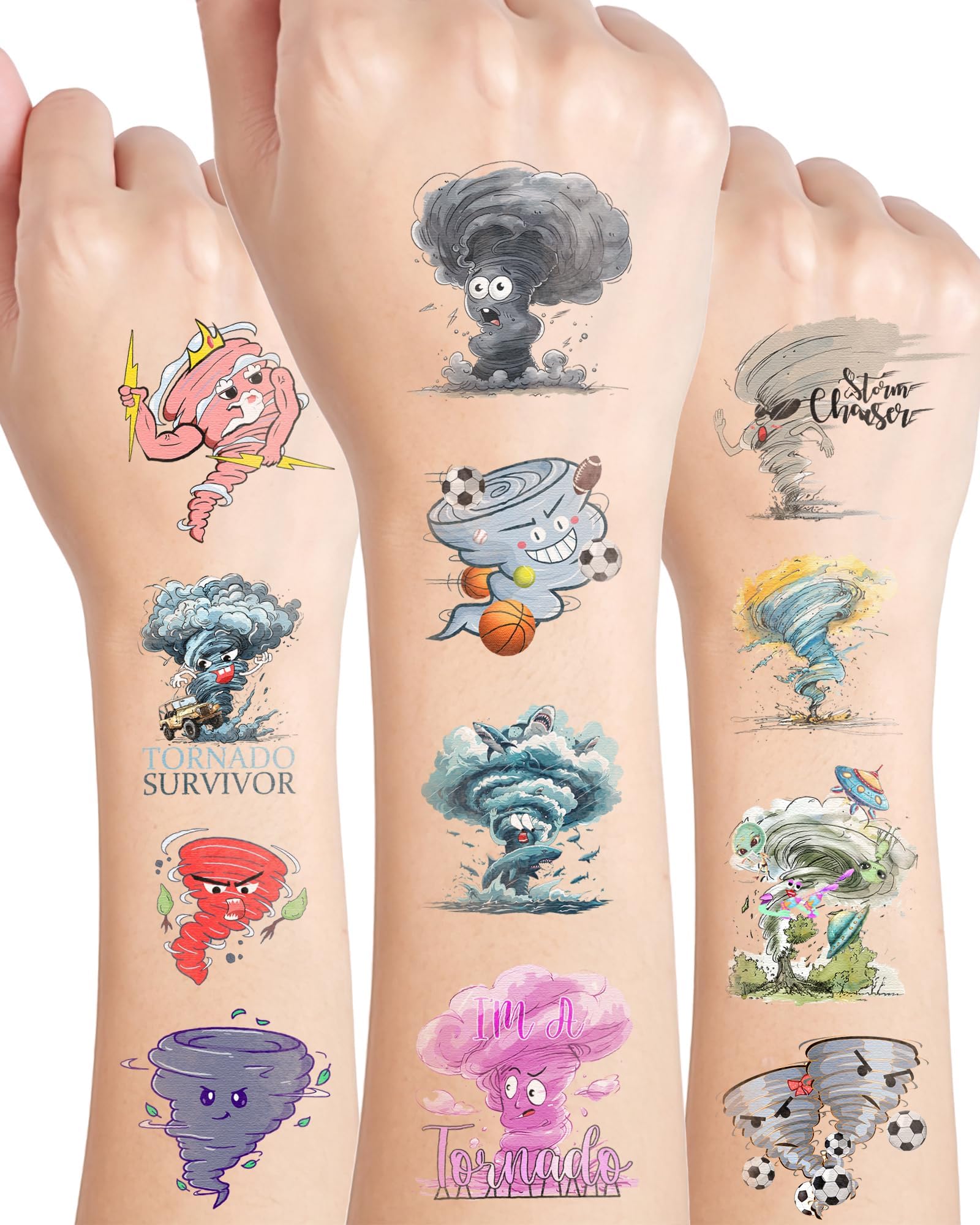 Amazon.com : 175 Pieces Tornado Temporary Tattoos Stickers,20 Sheets ...