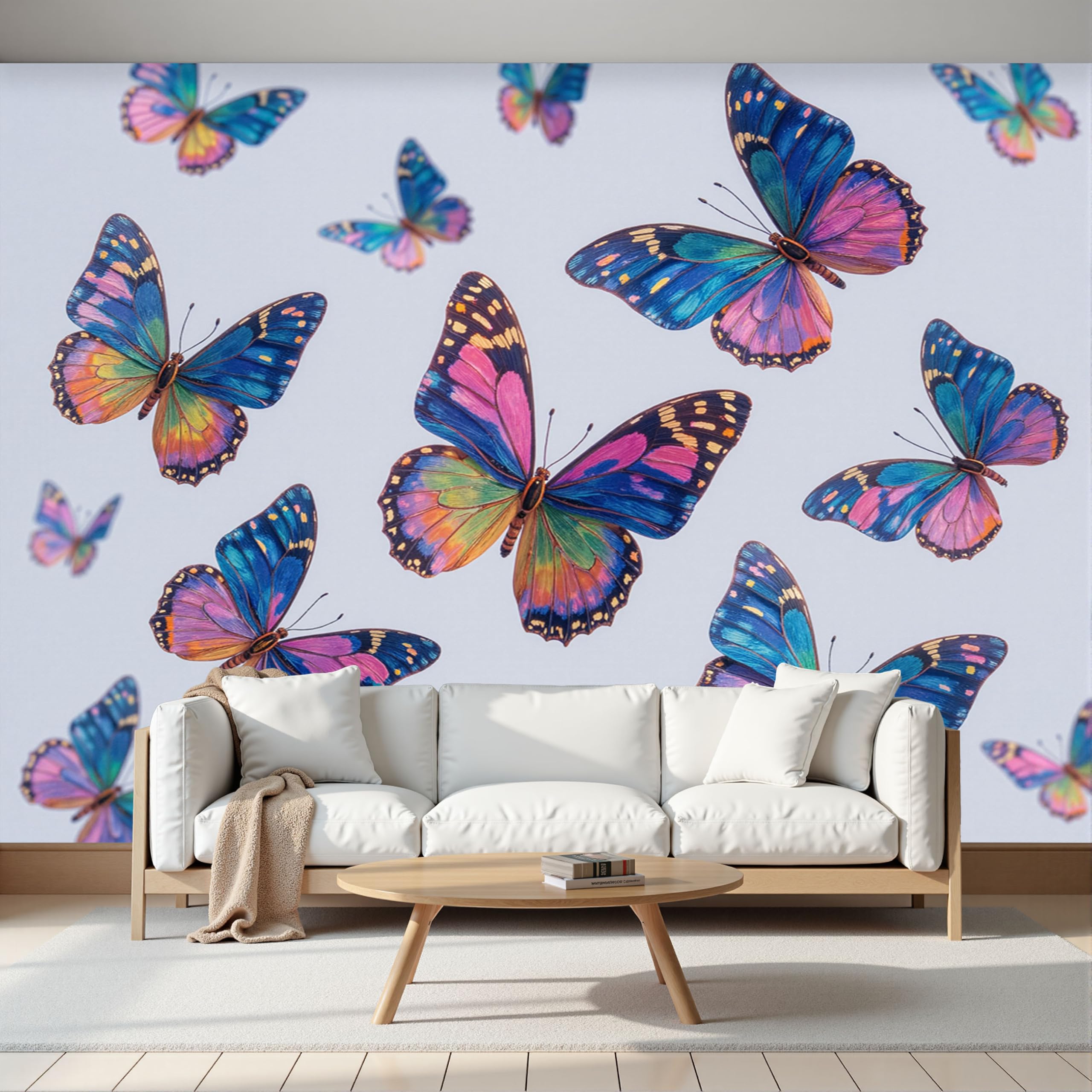 Papier peint panoramique dessin animé motif papillon deco murale
