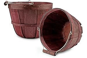 Rustic Decorative Cornucopia Round Wooden Bushel Basket Planter