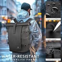 hk Rolltop Hátizsák 15,6" Laptoptartóval - Vízálló, Lopásbiztos Unisex Táska 20-27L, Utazáshoz, Munkához, Egyetemre, Fekete 5