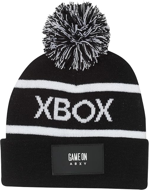 Xbox Game On Beanie with Pom, Kids, One Size, Black, Official Merchandise