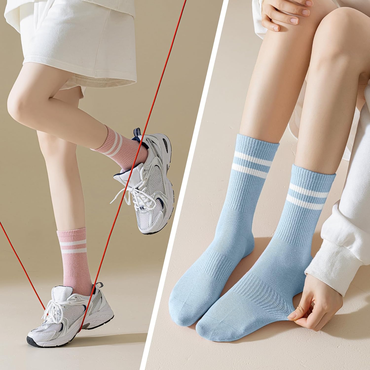 Womens Sports Socks - 6 Pairs Ladies Crew Socks Breathable Cotton Athletic Ankle Socks for Gym Running Workouts 6 81d0NV6ra1L. AC SL1500