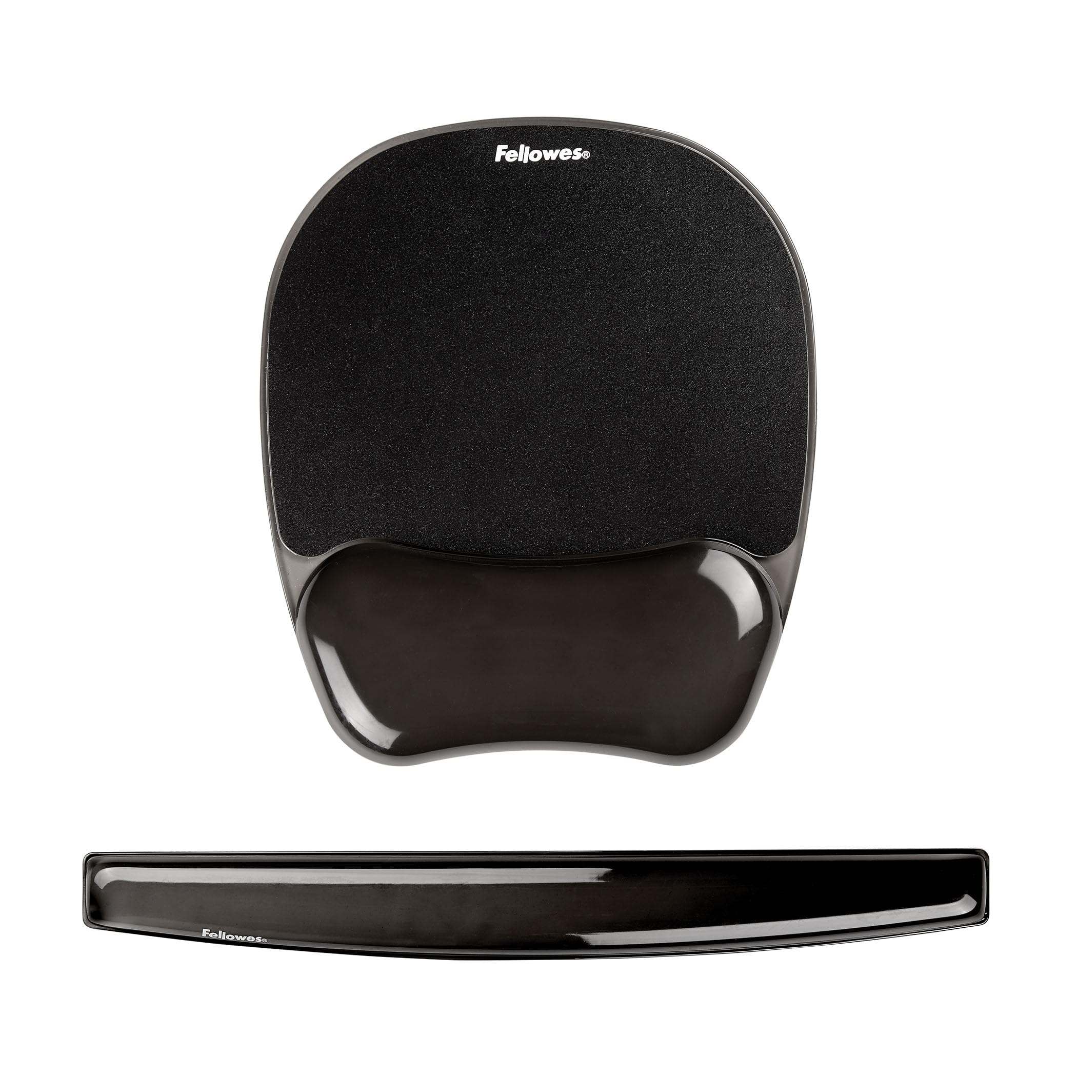 Fellowes Tapis de Souris Repose Poignet Crystal Gel, Tapis de Souris Ergonomique & Repose Poignets pour Clavier Crystal Gel, Repose-Poignet Ergonomique en Gel Transparent Noir, 15 x 58 x 471 mm