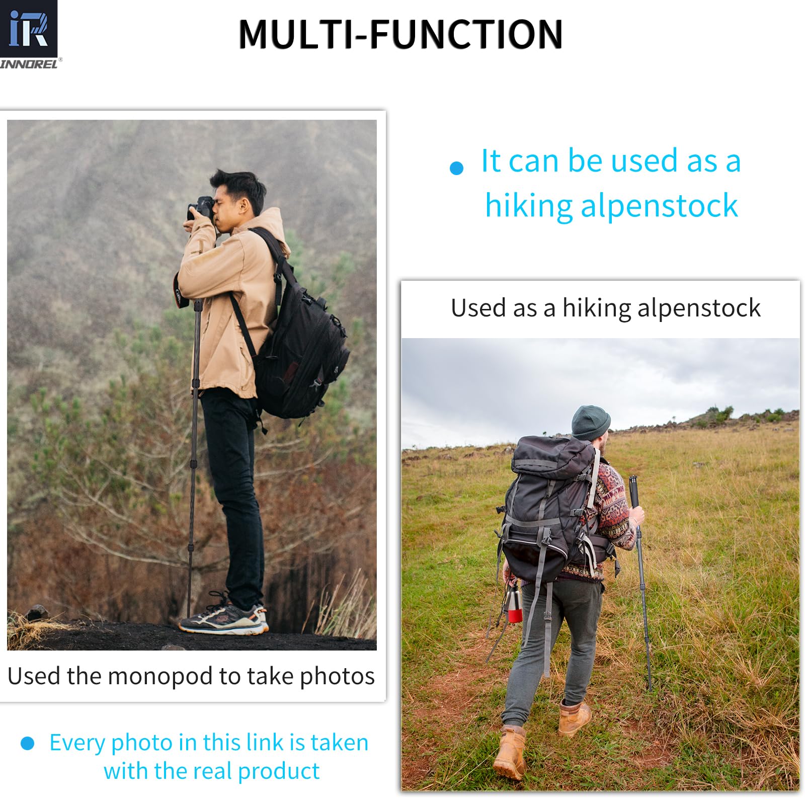 INNOREL RM255C Monopod z włókna węglowego Kompaktowy i lekki 5-sekcyjny monopod podróżny do Canon Nikon Sony DSLR Kamera DV Fotografia Wsparcie ładowania 7kg
