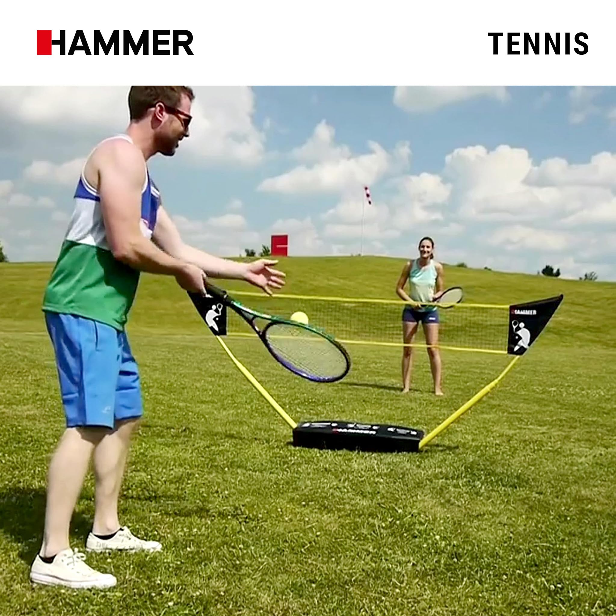 HAMMER 3 in 1 Netz Set für Volleyball, Badminton & Tennis, Spaß für jung und alt, mit Tragekoffer/Pfostenständer, leichter Aufbau, schnell verstaut und leicht transportiert