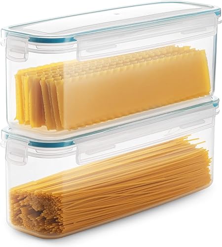 Komax Biokips - Recipientes de almacenamiento de pasta con tapas de cierre (juego de 2) recipientes herméticos para almacenamiento de alimentos para