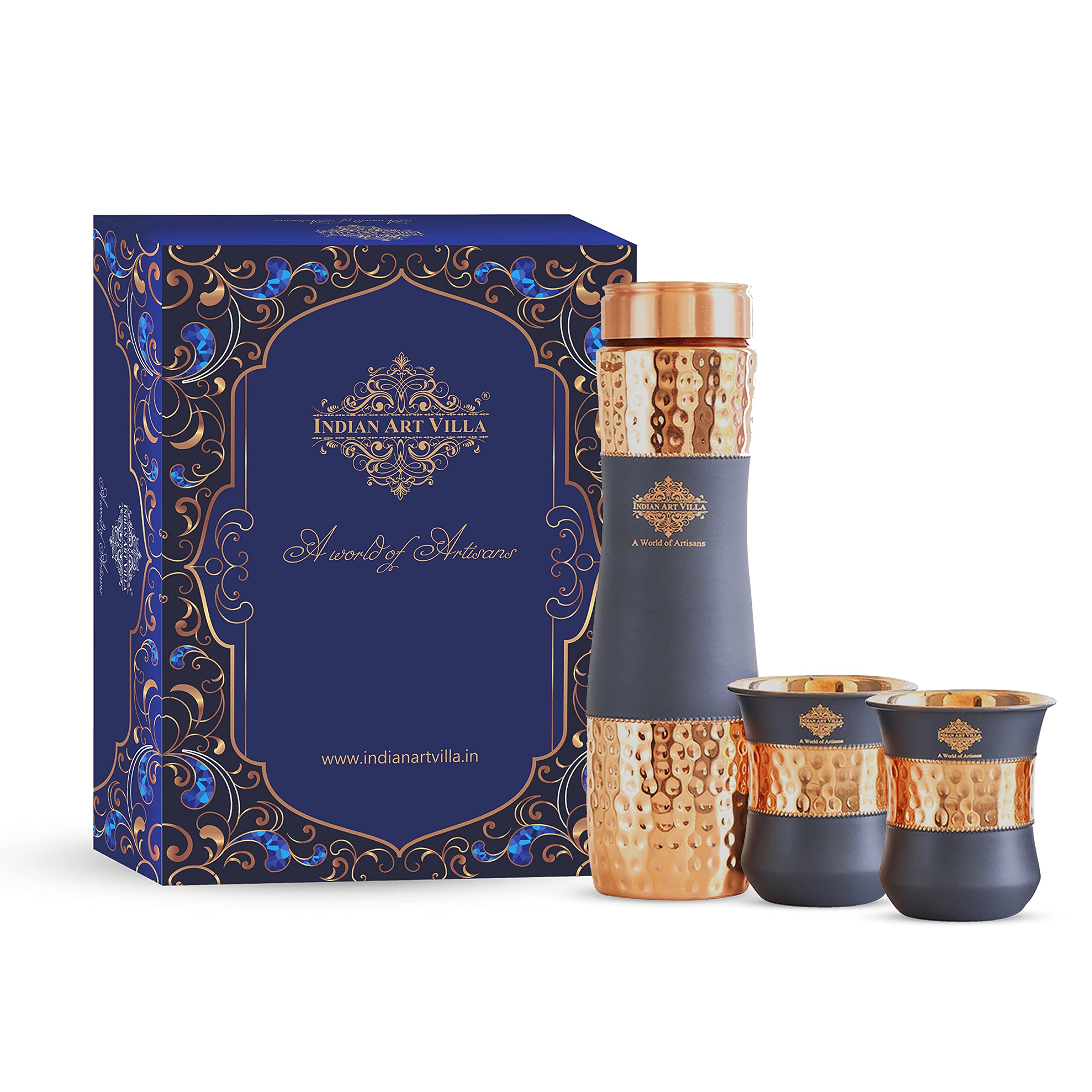 See full amazon price history chart for INDIAN ART VILLA Copper Drinkware in Grey Silk Finish, Set of 2 Glass and 1 Bottle, Volume - Glass 320 ML, Bottle 950 ML INDIAN ART VILLA Copper Drinkware in Grey Silk Finish, Set of 2 Glass and 1 Bottle, Volume - Glass 320 ML, Bottle 950 ML (B0BTHNM3LQ) Amazon Price History, Amazon Price Tracker