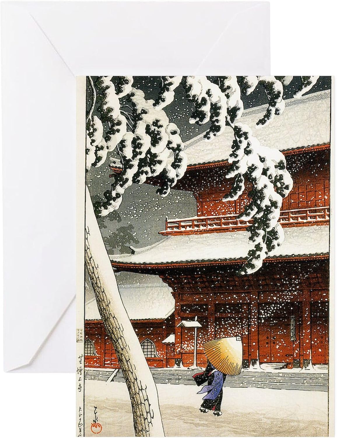 CafePress JAPANESE SNOW_Wood Block Print Greeting Cards Folded Greeting Cards (10-pack) Matte