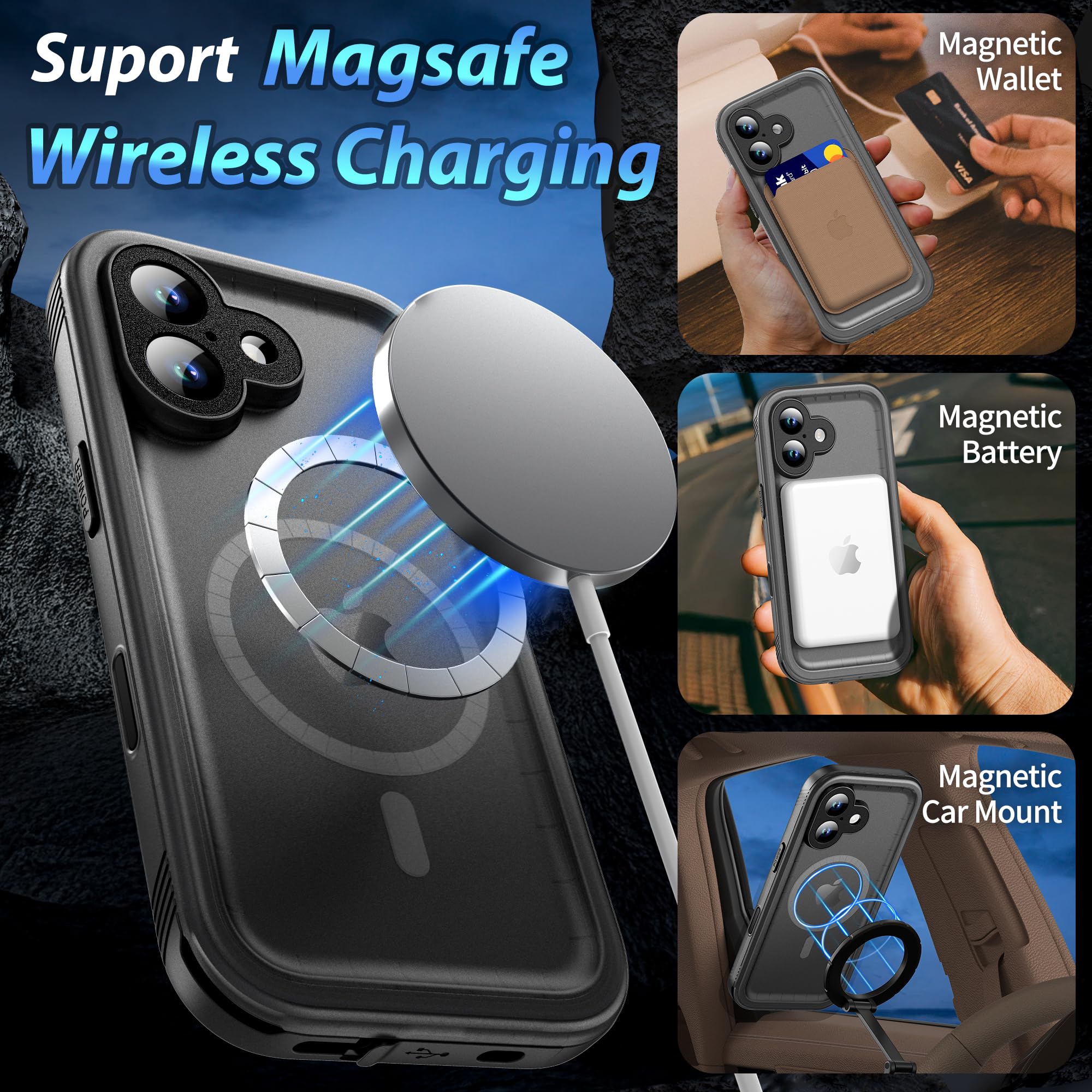 SPORTLINK Magnetische Case voor Samsung Galaxy S26 Ultra Compatibel met MagSafe – IP68 waterdicht, militaire bescherming met ingebouwde camera- en schermbeschermer, stevige 360° behuizing, zwart SPORTLINK Magnetische Case voor Samsung Galaxy S26 Ultra Compatibel met MagSafe – IP68 waterdicht, militaire bescherming met ingebouwde camera- en schermbeschermer, stevige 360° behuizing, zwart