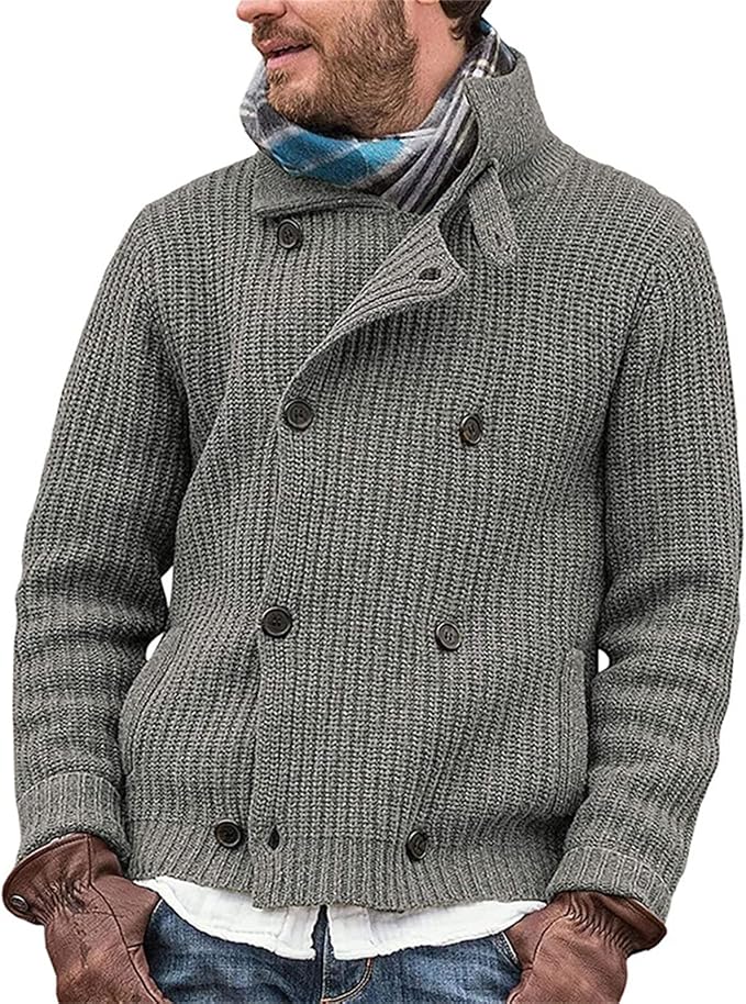 each women Cardigan da Uomo Abbottonato Maglione da Uomo con Collo Alto in  Maglia Maglioni Giacca con Tasche : Amazon.it: Abbigliamento