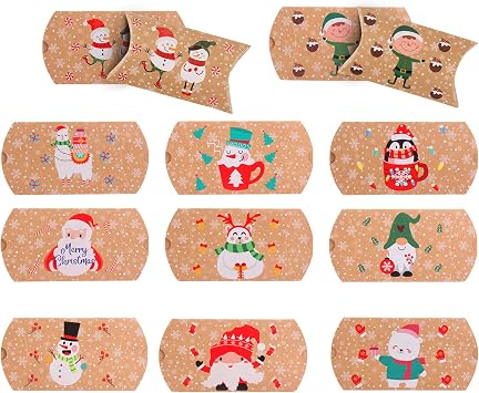 LOKIPA Christmas Small Boxes, 36 Gift Pillow Boxes Candy Jewellery Box for Christmas Party Favor