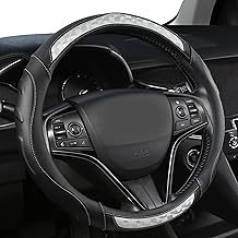 Black Panther Tailored Steering Wheel Cover for Volkswagen, Toyota, Mercedes, Peugeot, BMW, Renault, Audi, Ford, Skoda, Hyundai, Kia, Universal Fit 37-38 cm (14.5-15 Inches) - Grey