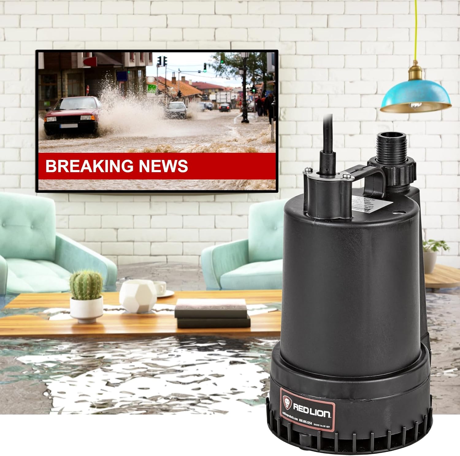 Hоttеѕt Sаlе Red Lion 14942731 RL-MP16 115 Volt, 1/6 HP, 1300 GPH Thermoplastic Submersible Utility Pump, 8-Ft. Cord, Black