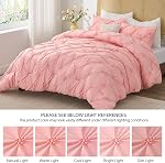 BEDELITE Queen Comforter Set Pink - 3 Pieces Boho Pintuck Bedding Sets, Queen Size Bed Set with 2 Pillow Shams for All Seasons, Room Decor Valentine's Gift,Lightweight Soft and Warm