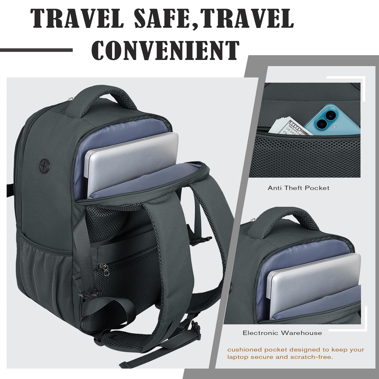 Hayayu Zaino Per Ryanair 40x20x25 Zaino Da Viaggio Aereo Bagaglio A Mano 40x20x25 Per Ryanair Borsa Da Viaggio Piccolo Bagaglio A Mano 40x30x20 Zaini Casual 20l Con Tasche Antifurto