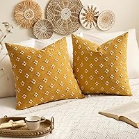 Vista 38 de EMEMA - Juego de 2 fundas decorativas para almohada de otoño, amarillas, de 18 x 18 pulgadas, con diseño de girasol jacquard y margaritas, funda