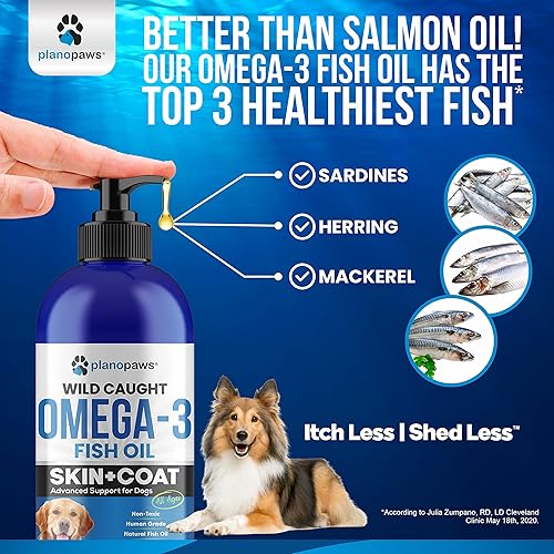 Miniatura 4 de Aceite de pescado Omega 3 para perros, mejor que el aceite de salmón, suplemento de aceite de pescado para perros para reducir el desprendimiento y