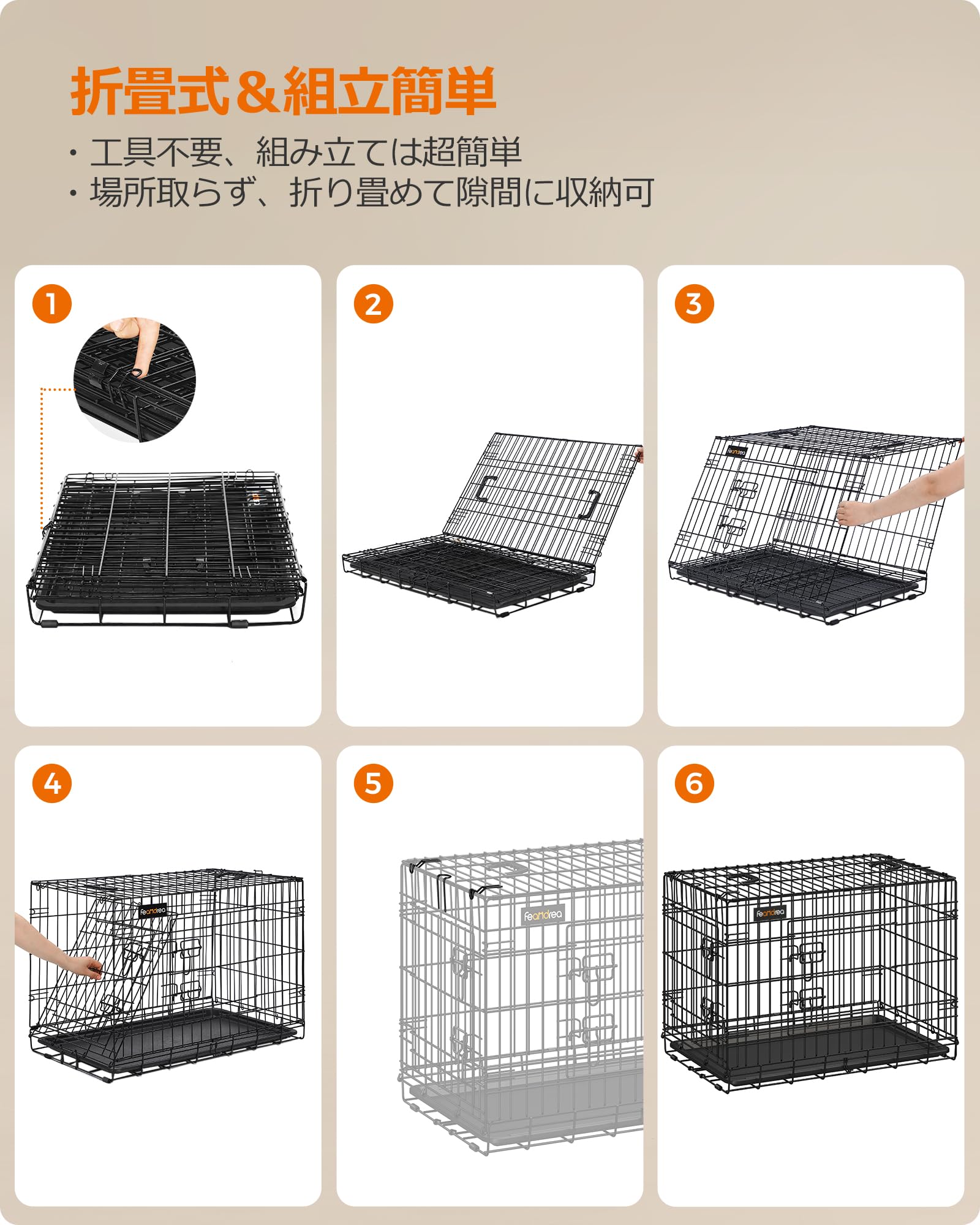 Amazon.co.jp: FEANDREA ペットケージ 犬 ケージ 中大型犬 仕切りドア