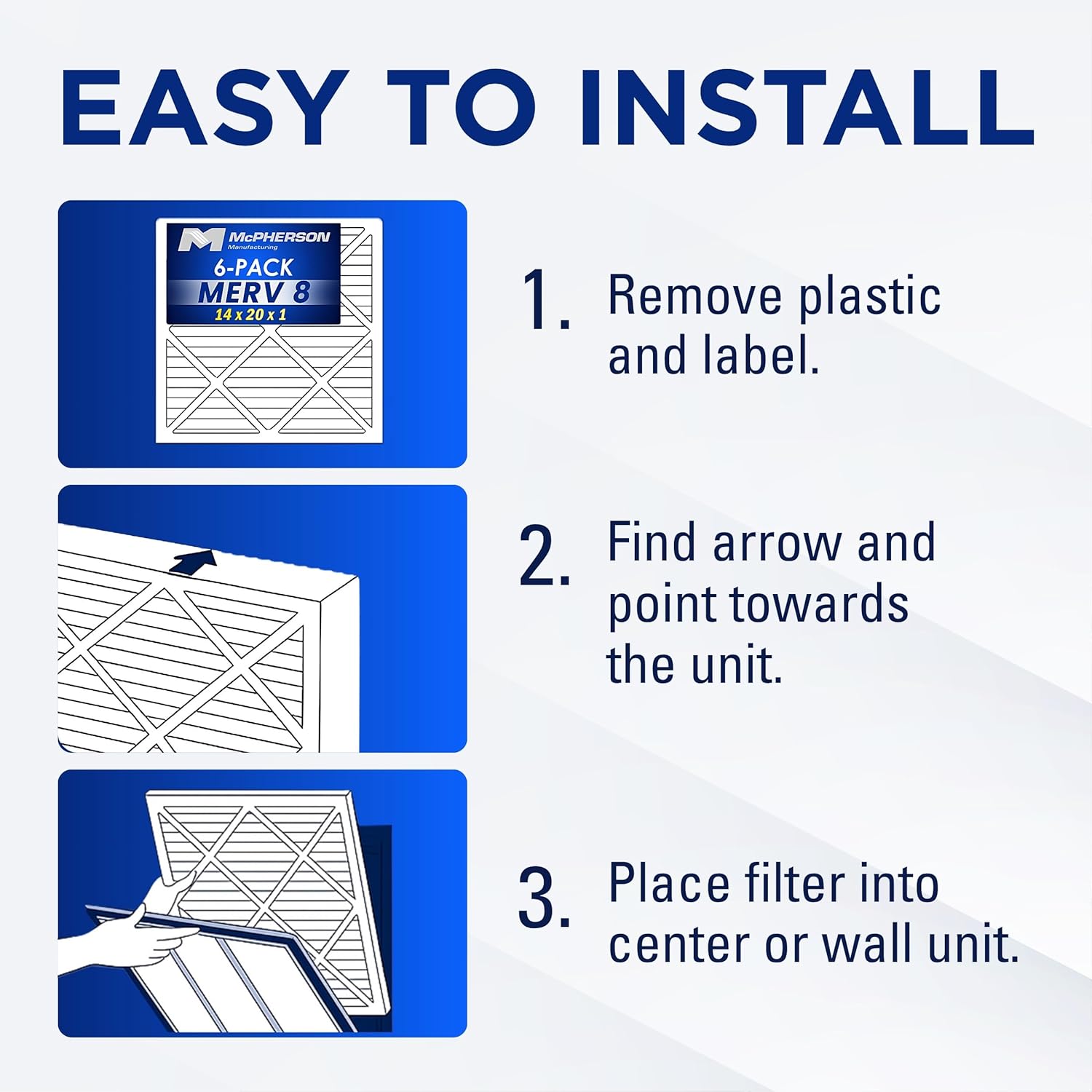 16x25x1 Air Filters, MERV 8 Pleated HVAC AC Furnace Filter Replacement, For Home and Commercial Use, Dust, Pet, & Lint, Made In USA, Easy Install (6 Pack)