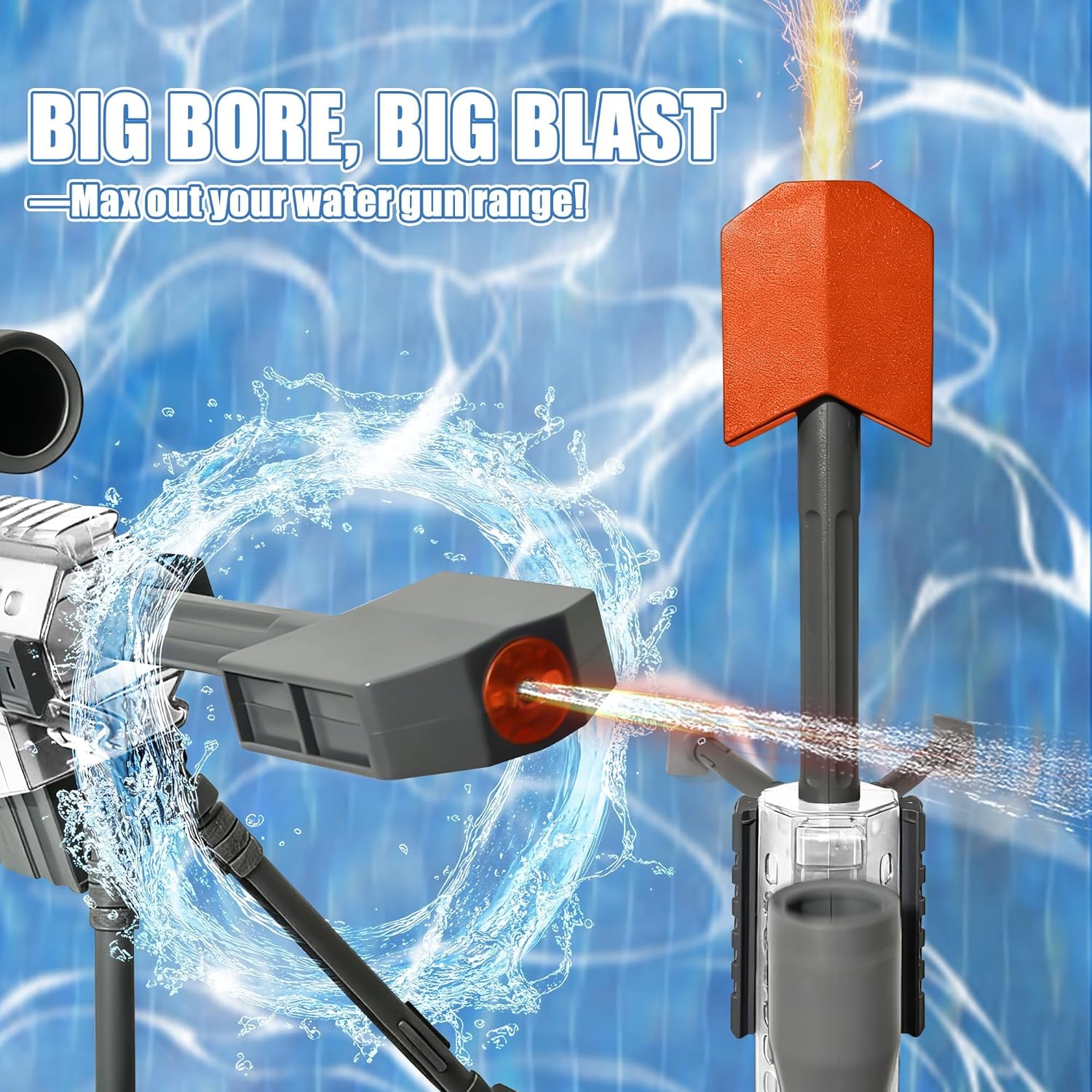 Electric Water Blaster Toy with LED Light, Continuous Spray Outdoor Water Toy for Kids & Adults, Long Range Rechargeable Water Blaster, 210ml Tank, Summer Backyard Pool Beach Play