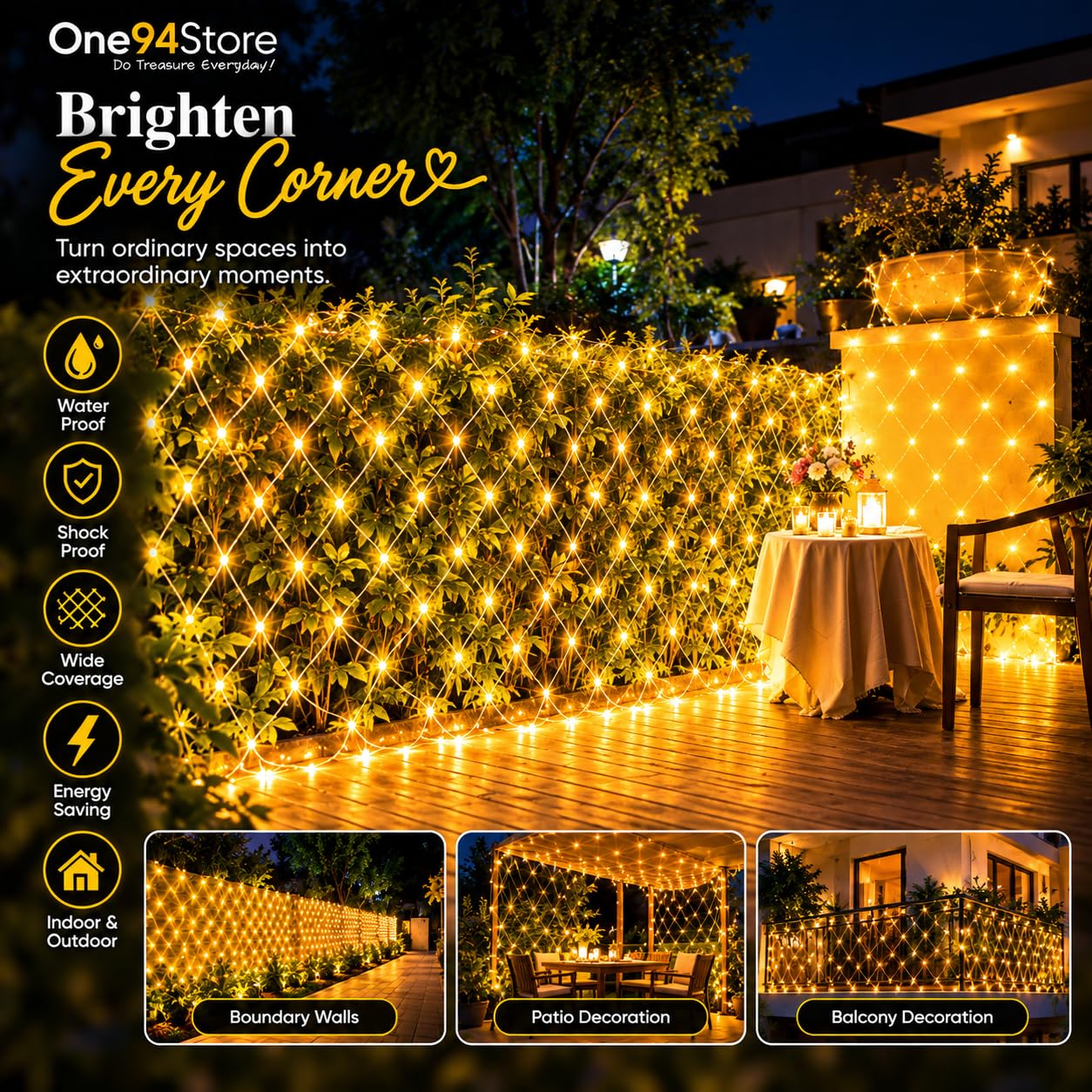 Warm White Fairy String Lights - 240 LEDs, 8 Modes -8