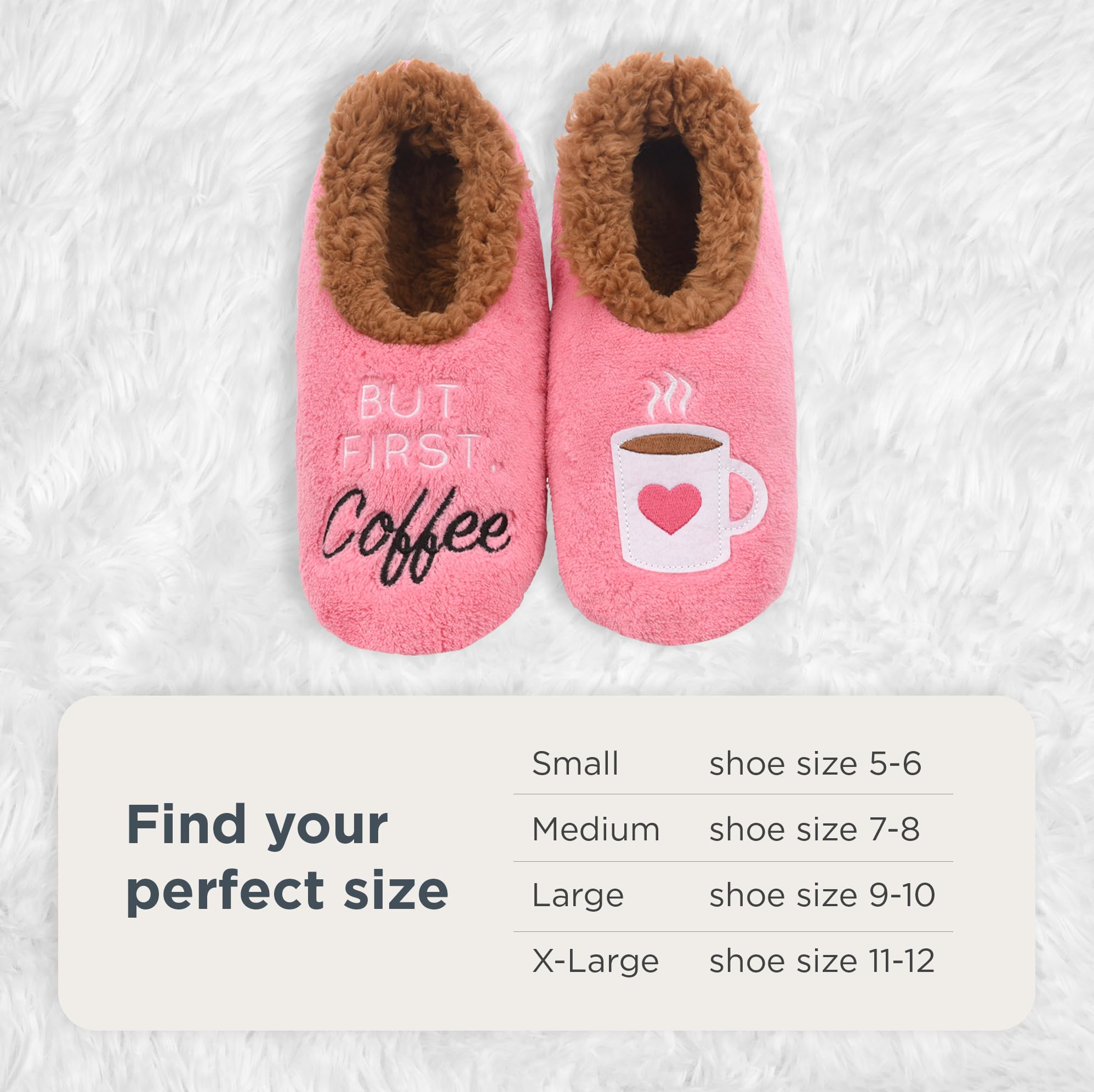 Snoozies Coffee Slipper Socks for Women Cute Gifts and Fun House Slippers with Soft Sherpa Lining and Grips |BFCF-Medium