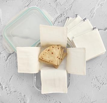 Pack of 5 Cotton Roti Clothes Wrap for Lunch Box or Tiffin. Muslin Cloth for Hot Chapati Wrapping 5