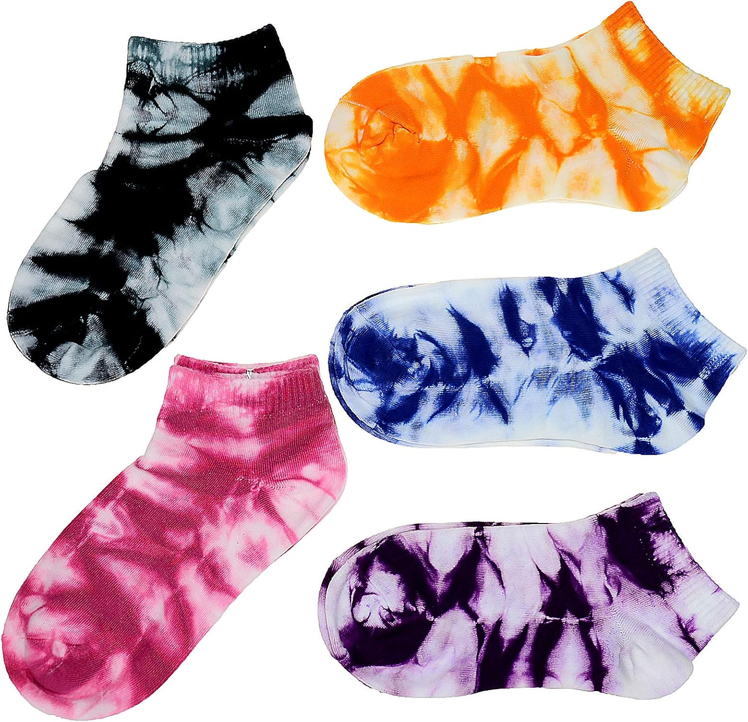 Manimepe 5 Pairs Women's Cotton Tie Dye Ankle Socks - Low Cut Novelty No Show Socks image 3