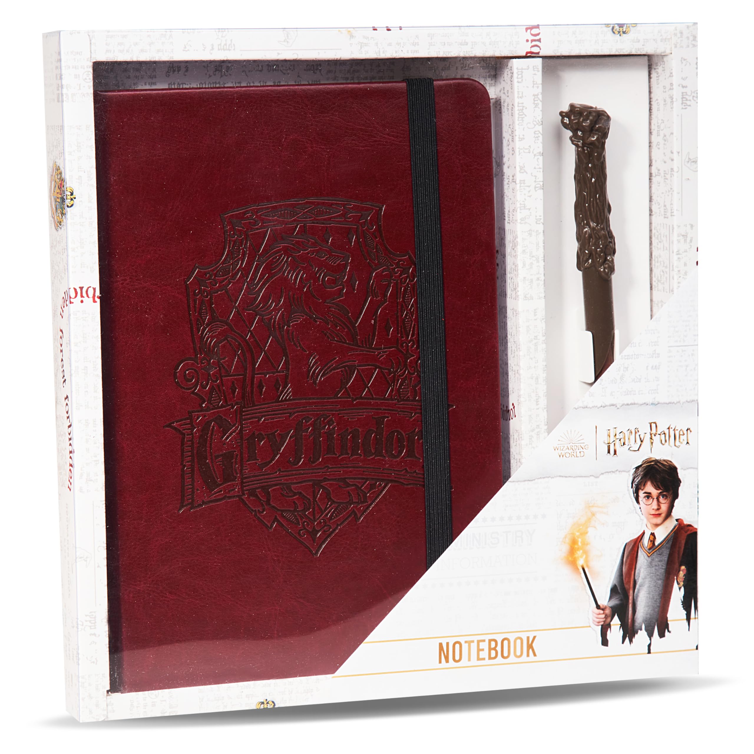 Harry Potter - Cahier, Carnet de note, Notebook, Agenda, Journal secret intime avec stylo - Set Accessoire Papeterie - Idée Coffret Cadeau de Poudlard pour fille, garçon et adulte. (Rouge)