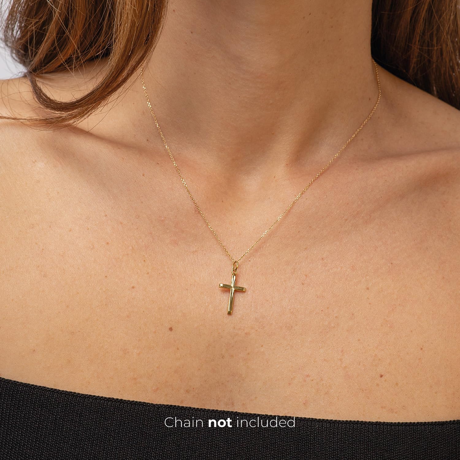 forme di Lucchetta - Small 14k Yellow Gold Christian Catholic Cross Pendant Charm from Italy - Image 2