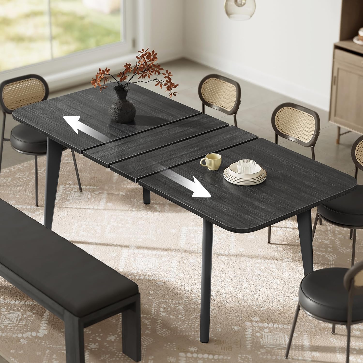 VASAGLE MAEZO Extendable Dining Table in Charcoal Gray